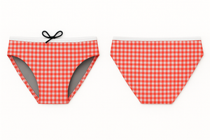 Red Gingham Print Men’s Swim Brief — Premium Competitive Swimwear with Chlorine Resistance and Compression Fit