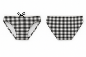 Black Gingham Print Men’s Swim Brief — Premium Competitive Swimwear with Chlorine Resistance and Compression Fit