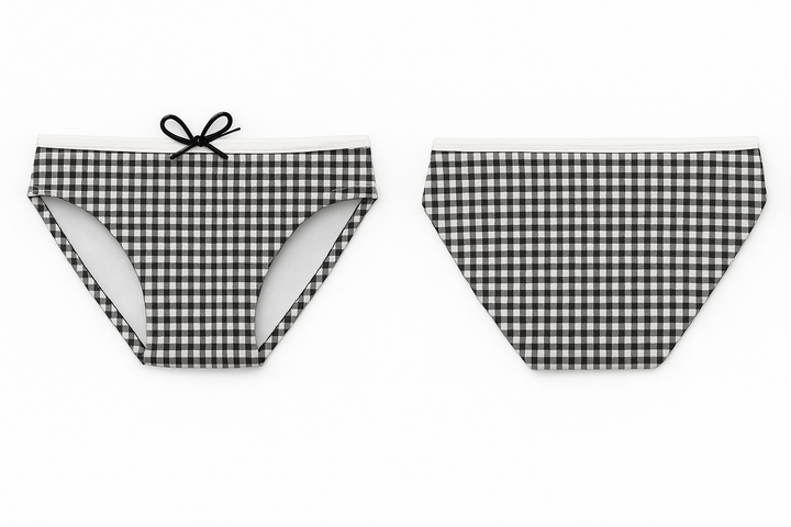 Black Gingham Print Men’s Swim Brief — Premium Competitive Swimwear with Chlorine Resistance and Compression Fit