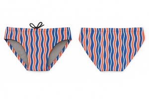 Wavy Blue & Red Stripes Men’s Swim Brief — Premium Competitive Swimwear with Chlorine Resistance and Compression Fit