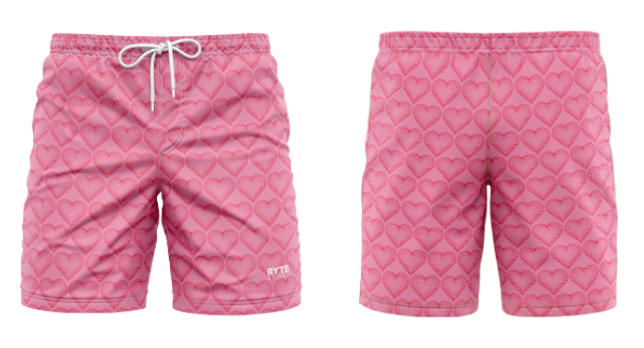 Pink Hearts Valentines Day Men's Swim Shorts