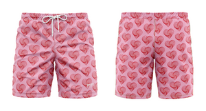 Swirl Hearts Valentines Day Men's Swim Shorts