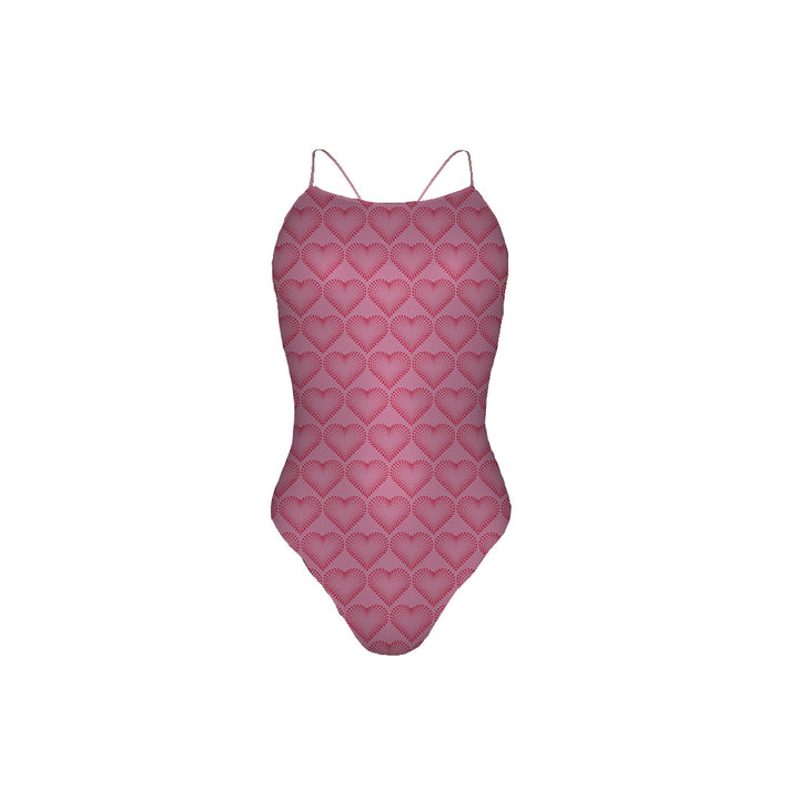 Pink Hearts Valentines Day Open Back Suit