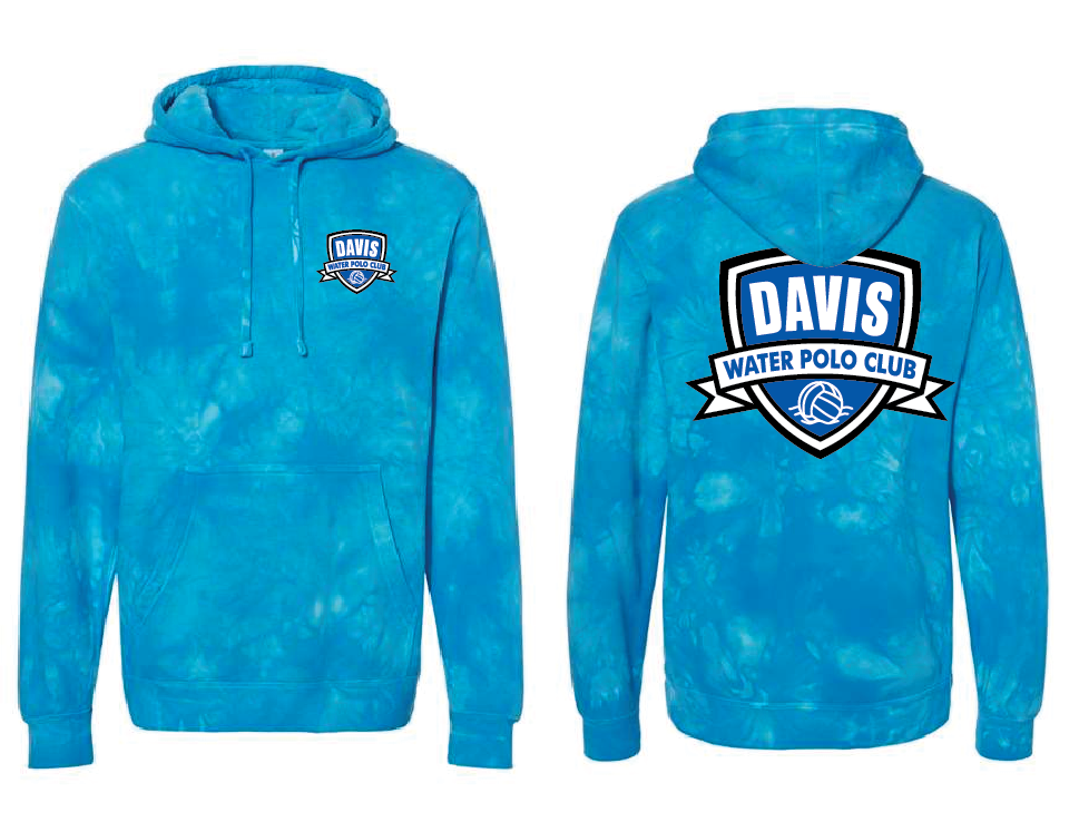 Davis Water Polo Club Tie Dye Hoodie - Aqua Blue