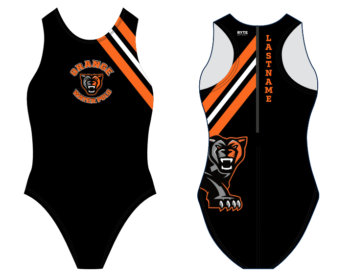 CUSTOM Orange High Girls Water Polo Suit