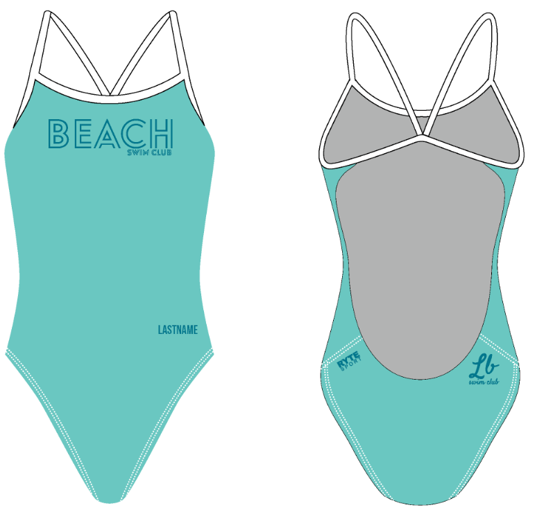 Custom Long Beach swim club Open back - Teal