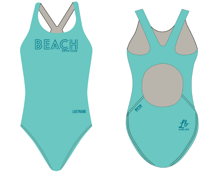 Custom long beach swim Thick Strap -Teal