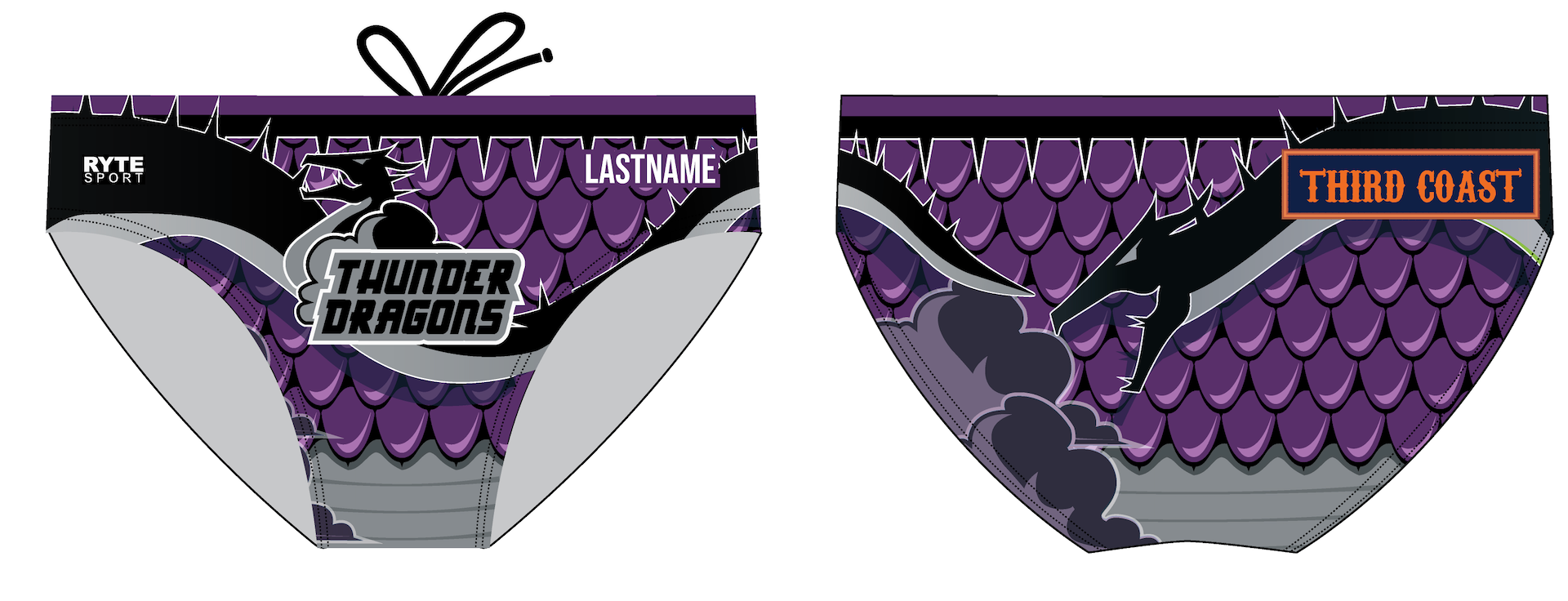 CUSTOM Third Coast Aquatics Purple-Grey Men's Swim & Water Polo Brief 2026