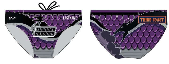 CUSTOM Third Coast Aquatics Purple-Grey Men's Swim & Water Polo Brief 2026