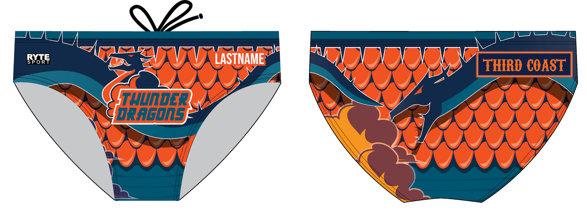 CUSTOM Third Coast Aquatics Orange Men's Swim & Water Polo Brief 2026