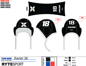 XAVIER WATERPOLO CAPS HOME AND AWAY 1, 1A, 2-18 and Senior caps