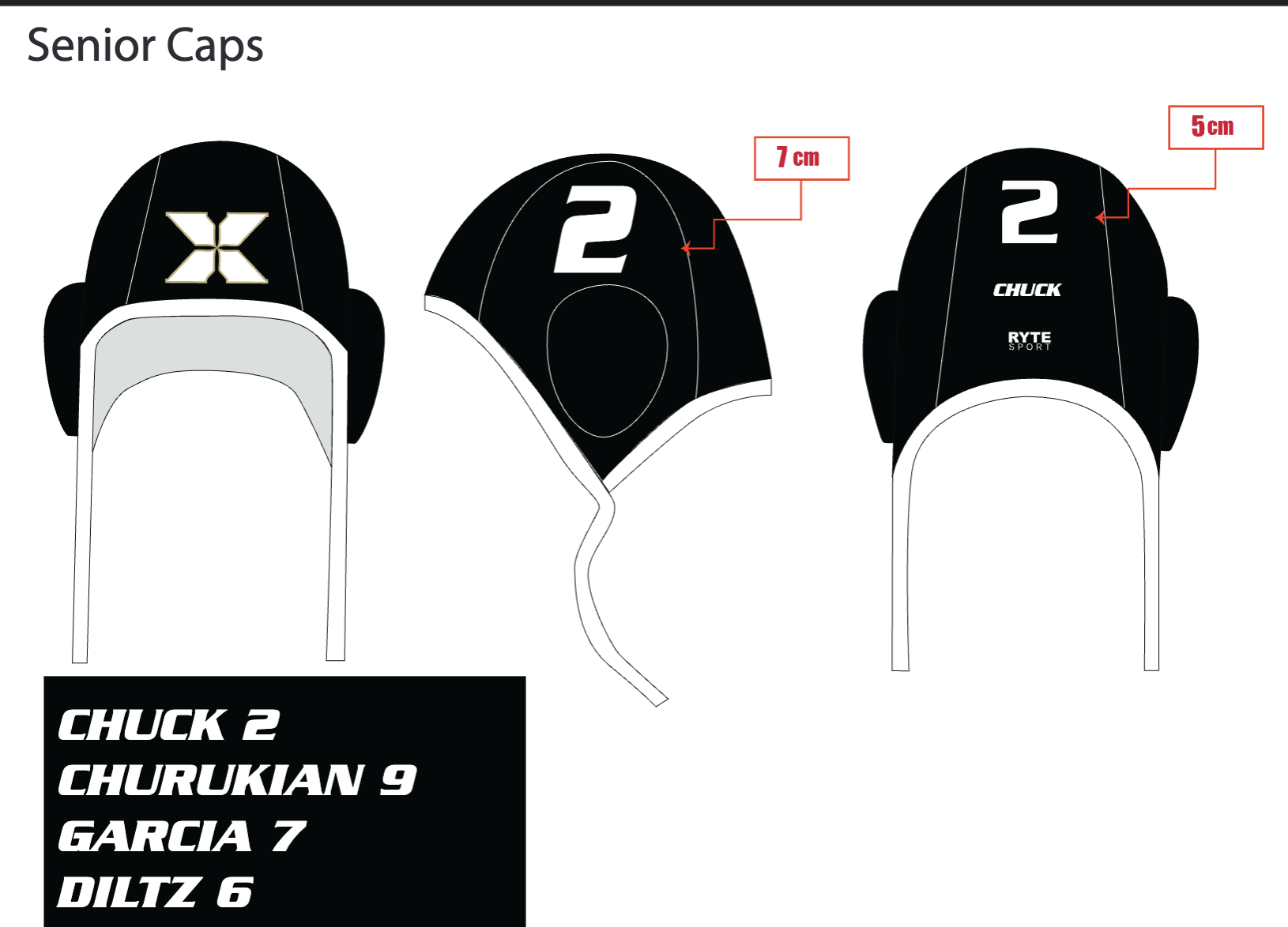 XAVIER WATERPOLO CAPS HOME AND AWAY 1, 1A, 2-18 and Senior caps