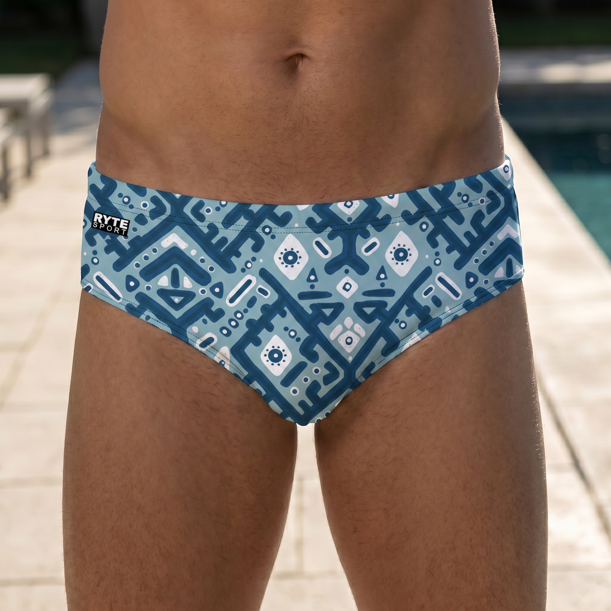 Ikat Full Print Men's Swim & Water Polo Brief