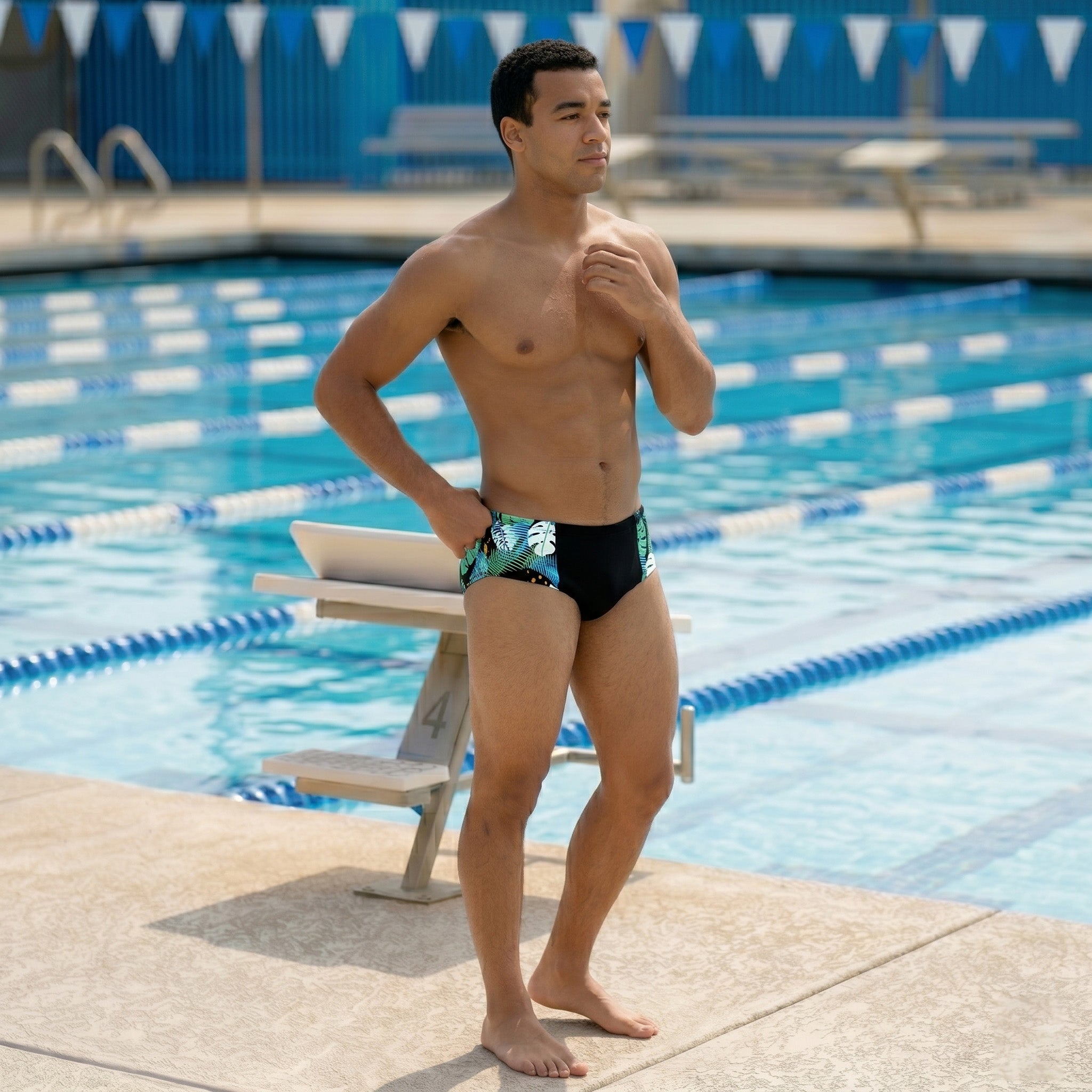 Neon Jungle Black Men's Swim & Water Polo Brief