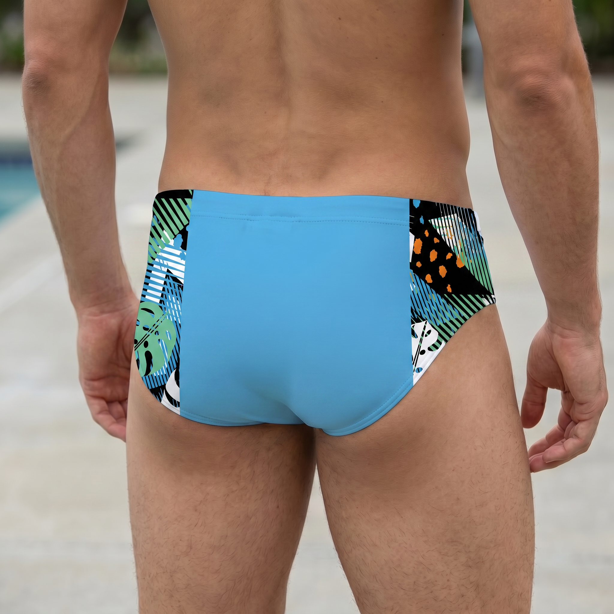 Neon Jungle Sky Blue Men's Swim & Water Polo Brief