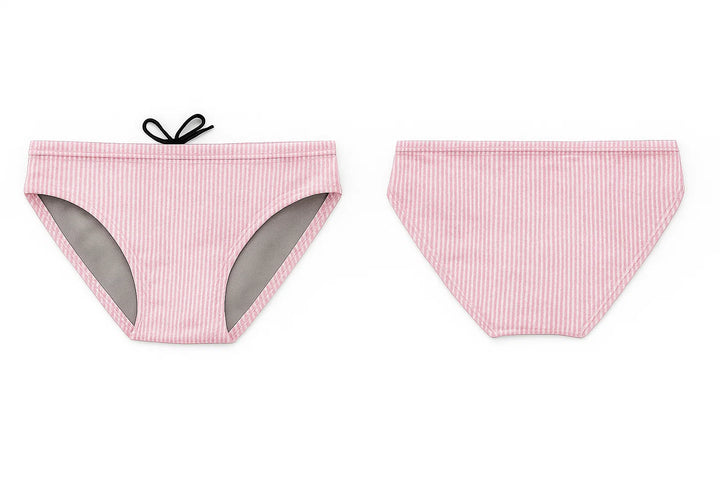 Pink Seersucker Print Men’s Swim Brief — Premium Competitive Swimwear with Chlorine Resistance and Compression Fit