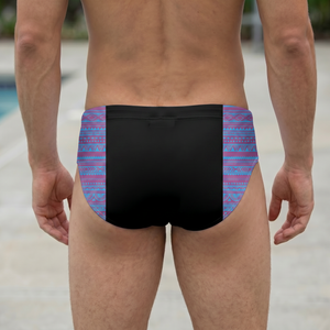 Pink & Blue Tribal (Black) Men's Swim & Water Polo Brief