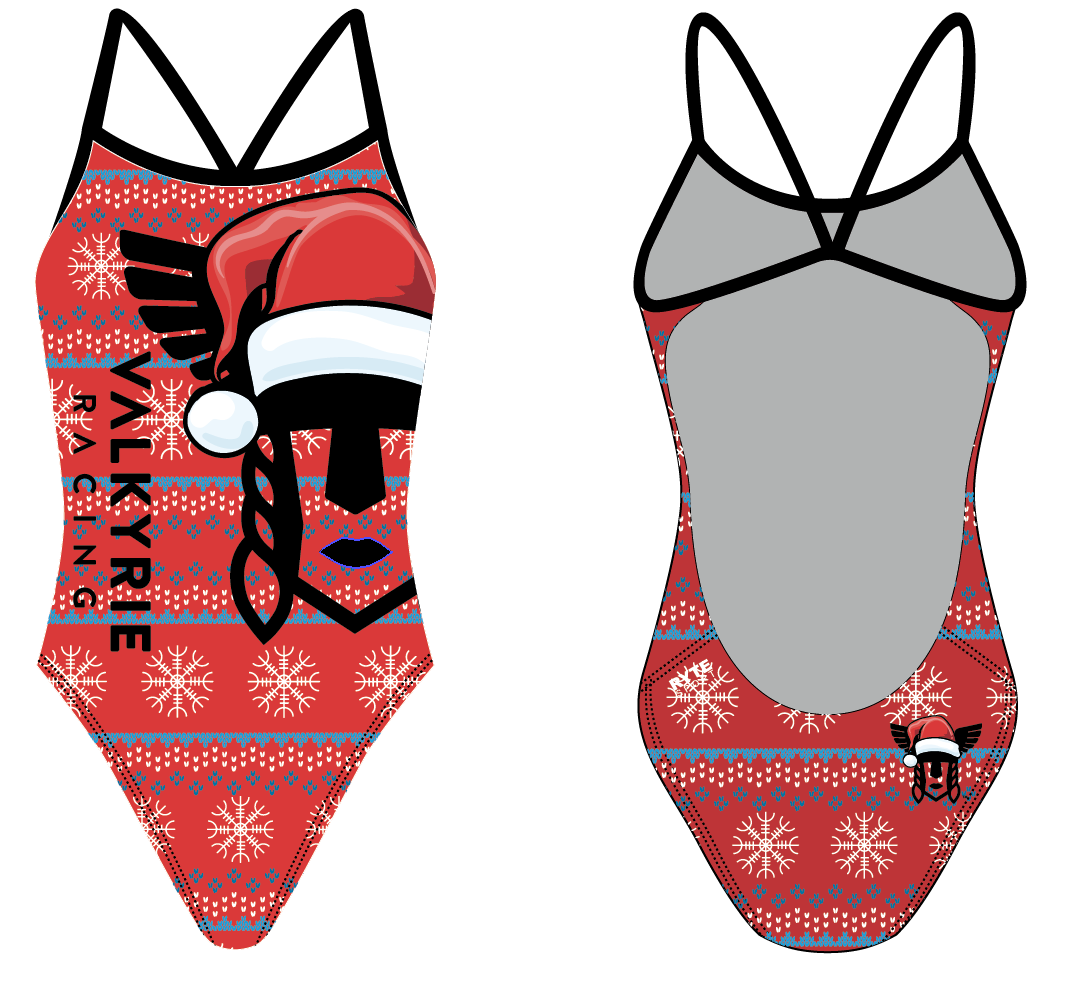 Valkyrie Christmas Openback Strap Swimsuit Red Ryte