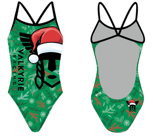 Valkyrie Christmas Openback Strap Swimsuit Green