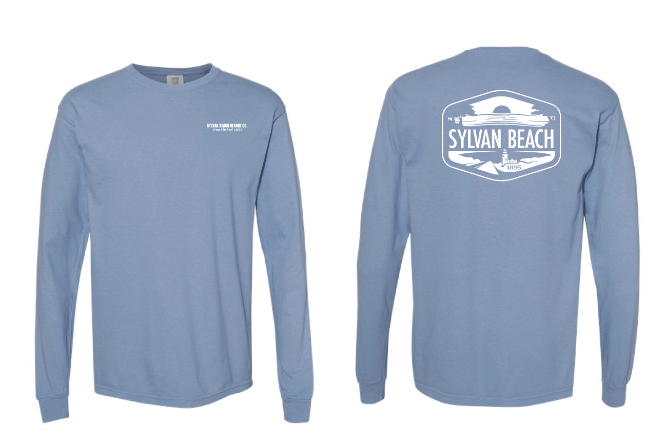 Sylvan Beach Long Sleeve Tee - Washed Denim - No Personalization
