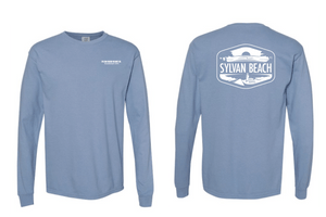 Sylvan Beach Long Sleeve Tee - Washed Denim - No Personalization