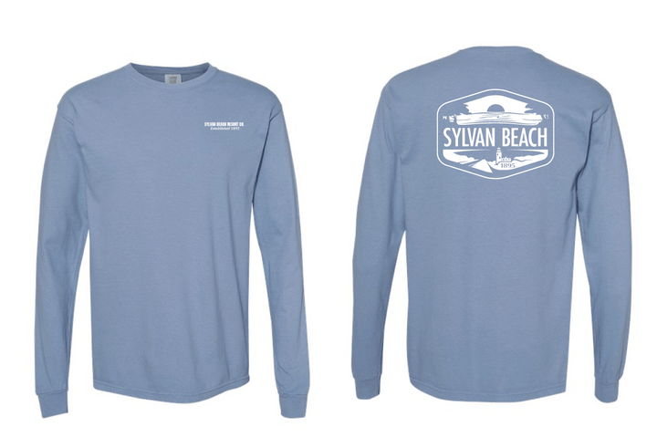 Sylvan Beach Long Sleeve Tee - Washed Denim - No Personalization