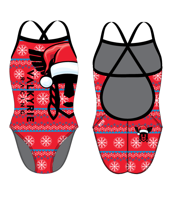 Valkyrie Christmas Crossback Strap Swimsuit Red