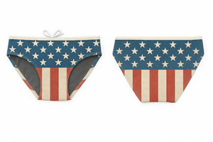 Vintage American Flag Men’s Swim Brief — Premium Competitive Swimwear with Chlorine Resistance and Compression Fit
