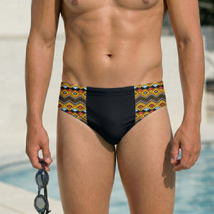 Zig Zag Tribal Black Men's Swim & Water Polo Brief