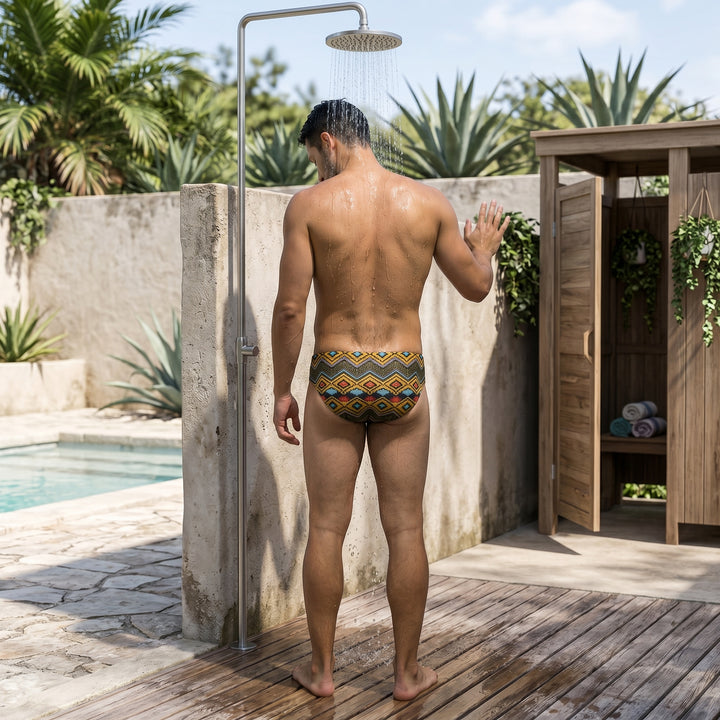 Zig Zag Tribal Full Print Men's Swim & Water Polo Brief