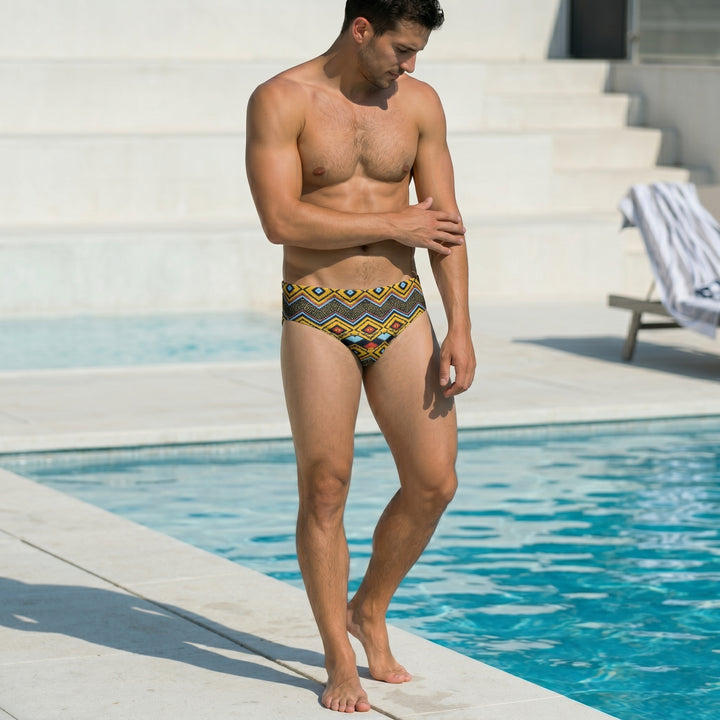 Zig Zag Tribal Full Print Men's Swim & Water Polo Brief