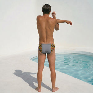 Zig Zag Tribal Grey Men's Swim & Water Polo Brief