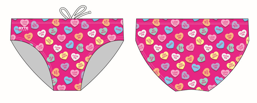 Valentines Day Heart Candies Men's Swim and Water Polo Brief