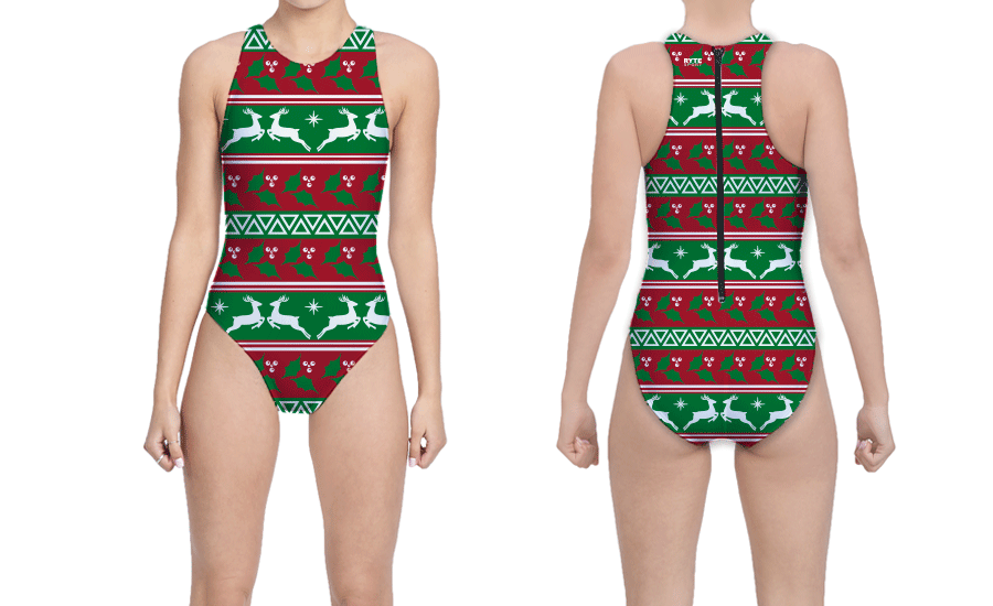 Holly & Deer Holiday Women's Water Polo Suit