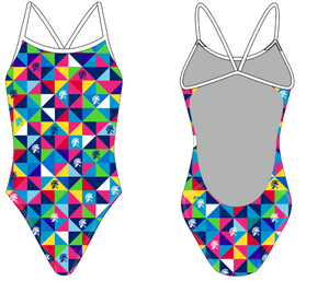 Trojan Aquatics Custom Women's Open Back Thin Strap Swimsuit T6