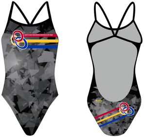 North Coast Endurance Coaching Elite Team Black Camo Triangle Custom Women's Open Back Thin Strap Swimsuit T6