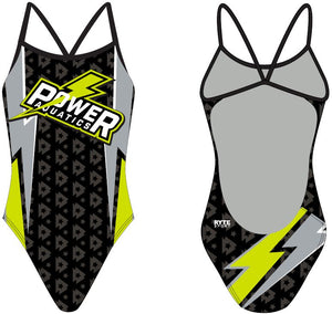 Power Aquatics Custom Women’s Open Back Thin Strap Swimsuit T6