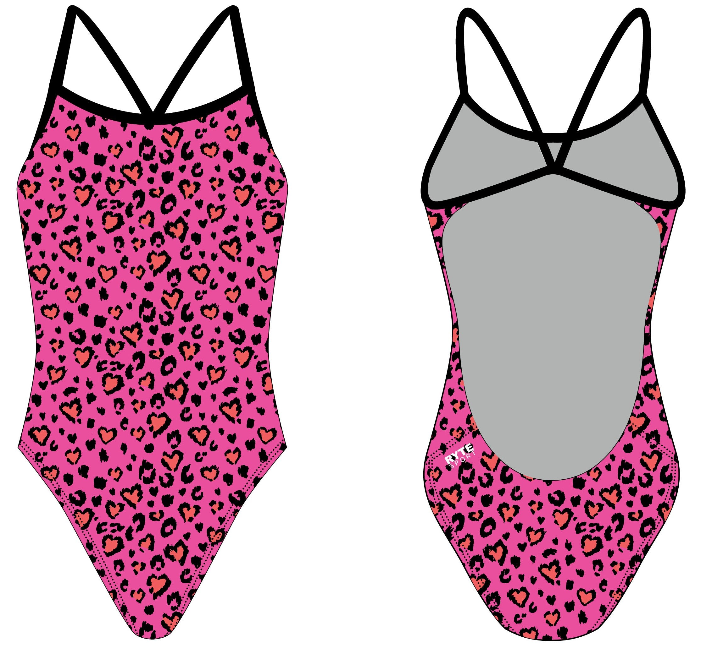 Valentines Day Leopard Print Women's Openback Swimsuit RYTE Sport