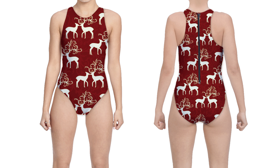 Kissing Deer Holiday Season Women's Water Polo Suit T6