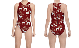 Kissing Deer Holiday Season Women's Water Polo Suit