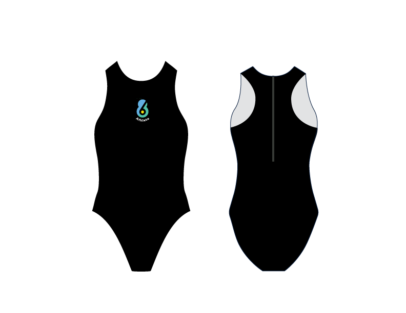 6-8 Sports Athlete Black Women's Water Polo Suit