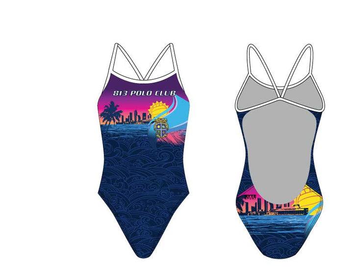 813 Polo Club Custom Women’s Cut Out Thin Strap Swimsuit T6