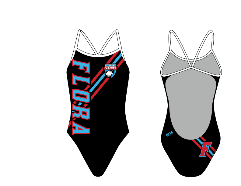 A.C. Flora High School Swim 2019 Custom Women’s Open Back Thin Strap Swimsuit T6 - BD