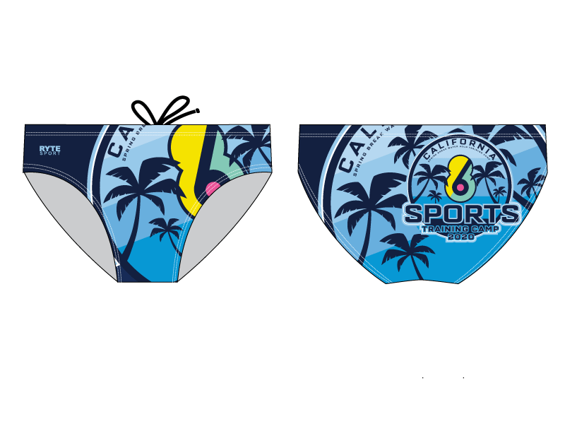 6-8 Sports California Spring Break Training 2020 Custom Men's Water Polo Brief RYTE Sport