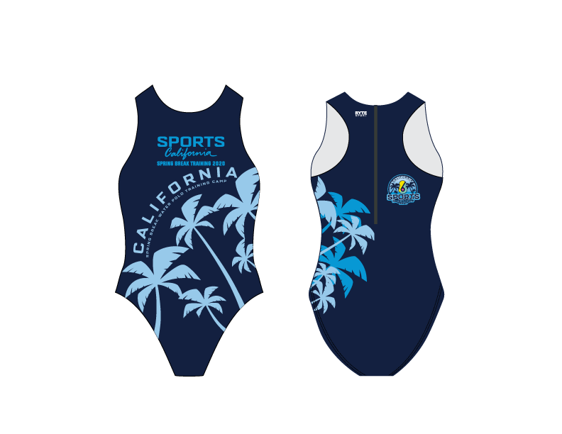6-8 Sports California Spring Break Training 2020 Custom Women's Water Polo Suit