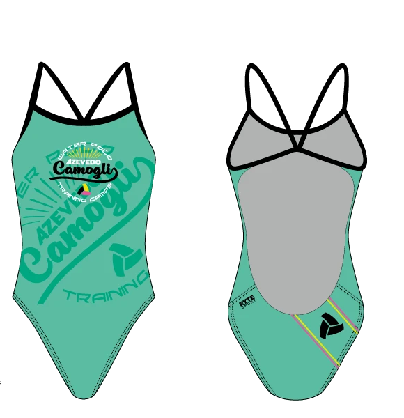 Camogli Training Camp Custom Green Women’s Open Back Thin Strap Swimsuit RYTE Sport