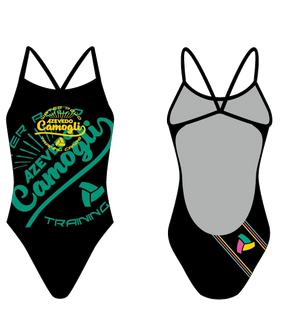 Camogli Training Camp Custom Black Women’s Open Back Thin Strap Swimsuit RYTE Sport