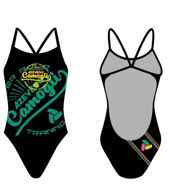 Camogli Training Camp Custom Black Women’s Open Back Thin Strap Swimsuit RYTE Sport