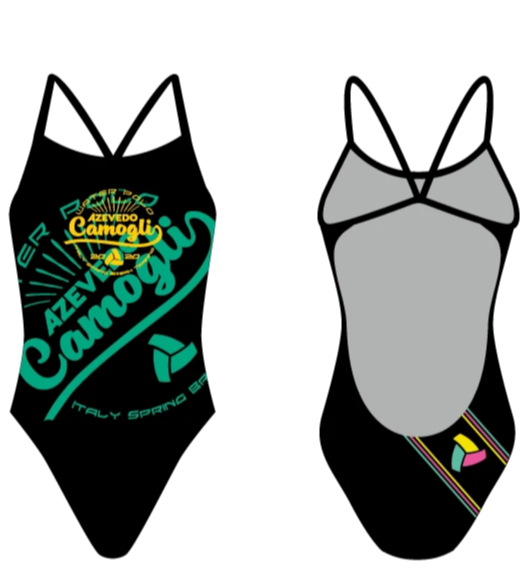 Azevedo Camogli 2020 Training Camp Black Women’s Open Back Thin Strap Swimsuit RYTE Sport