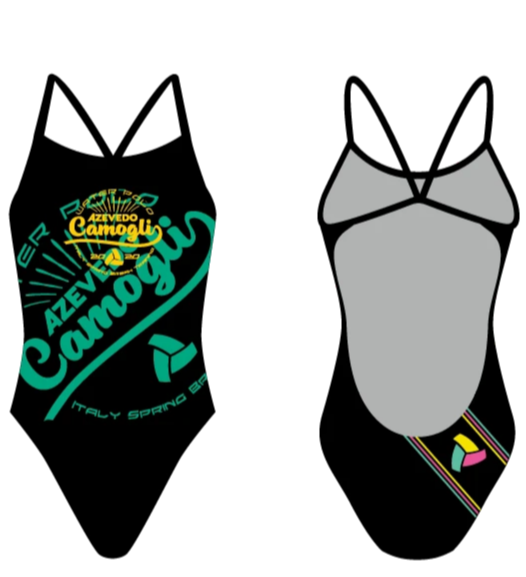 Azevedo Camogli 2020 Training Camp Black Women’s Open Back Thin Strap Swimsuit